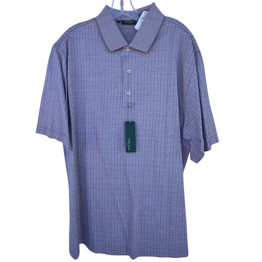NWT Bobby Jones Men's Polo Shirt Large Toffee Zigzag Stripe Short Sleeve
